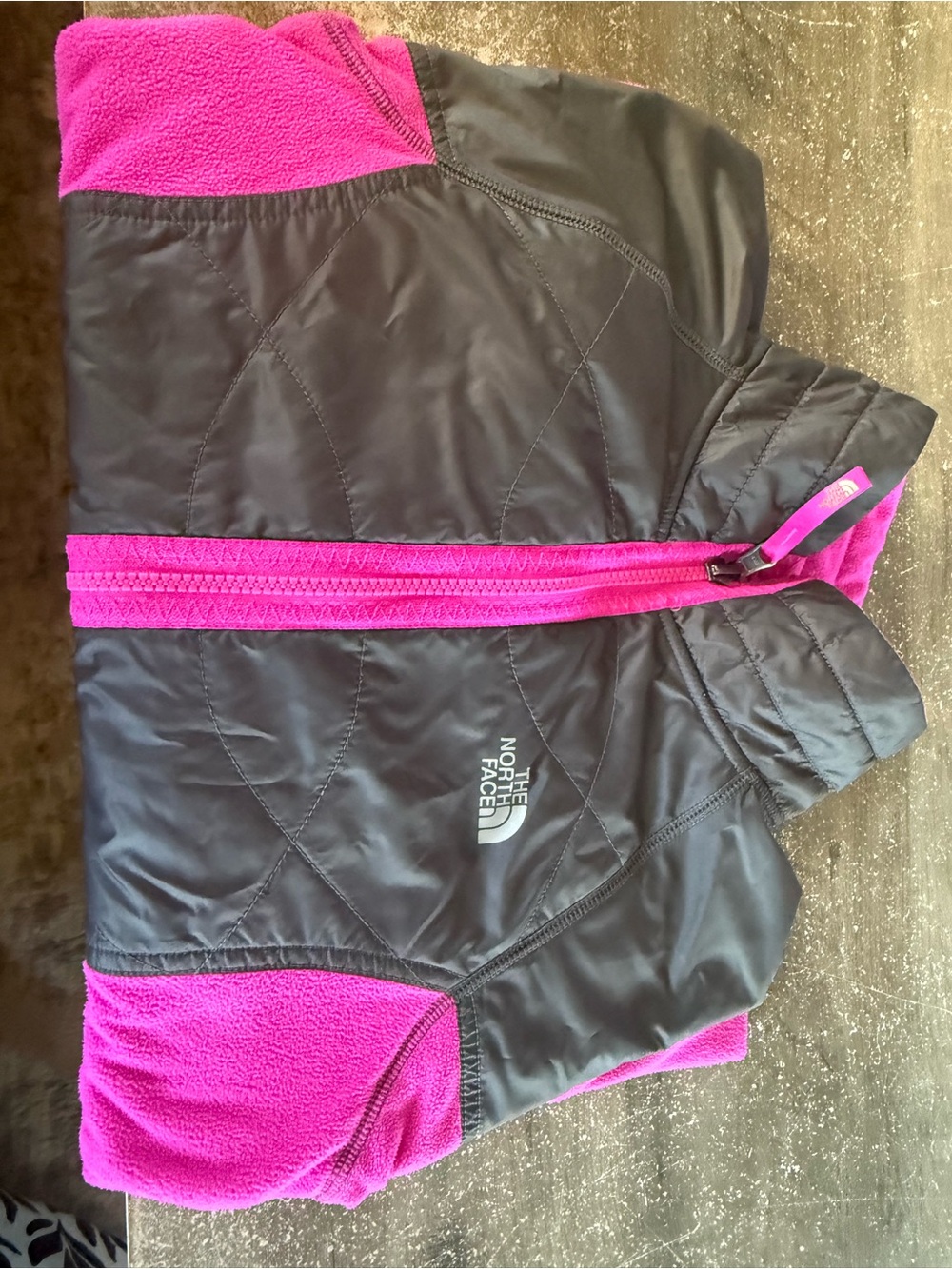The North Face Kids Black and Hot Pink Reversible-Fleece Jacket;